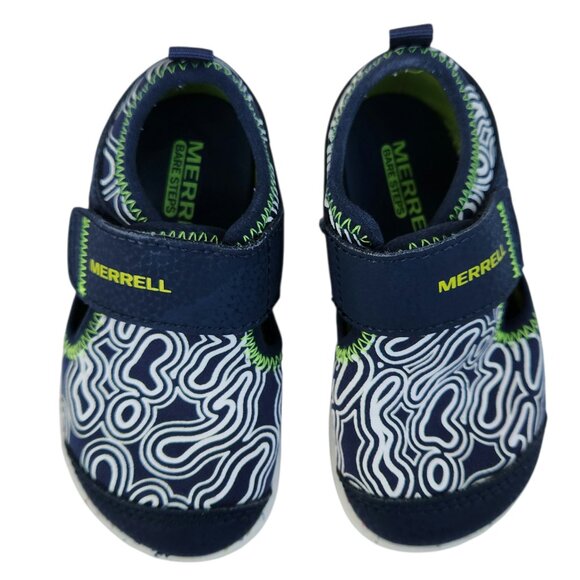 Merrel Bare Steps H2O Navy Blue White Green ML265728 Water Sneakers Shoes Size 5 - Picture 3 of 8